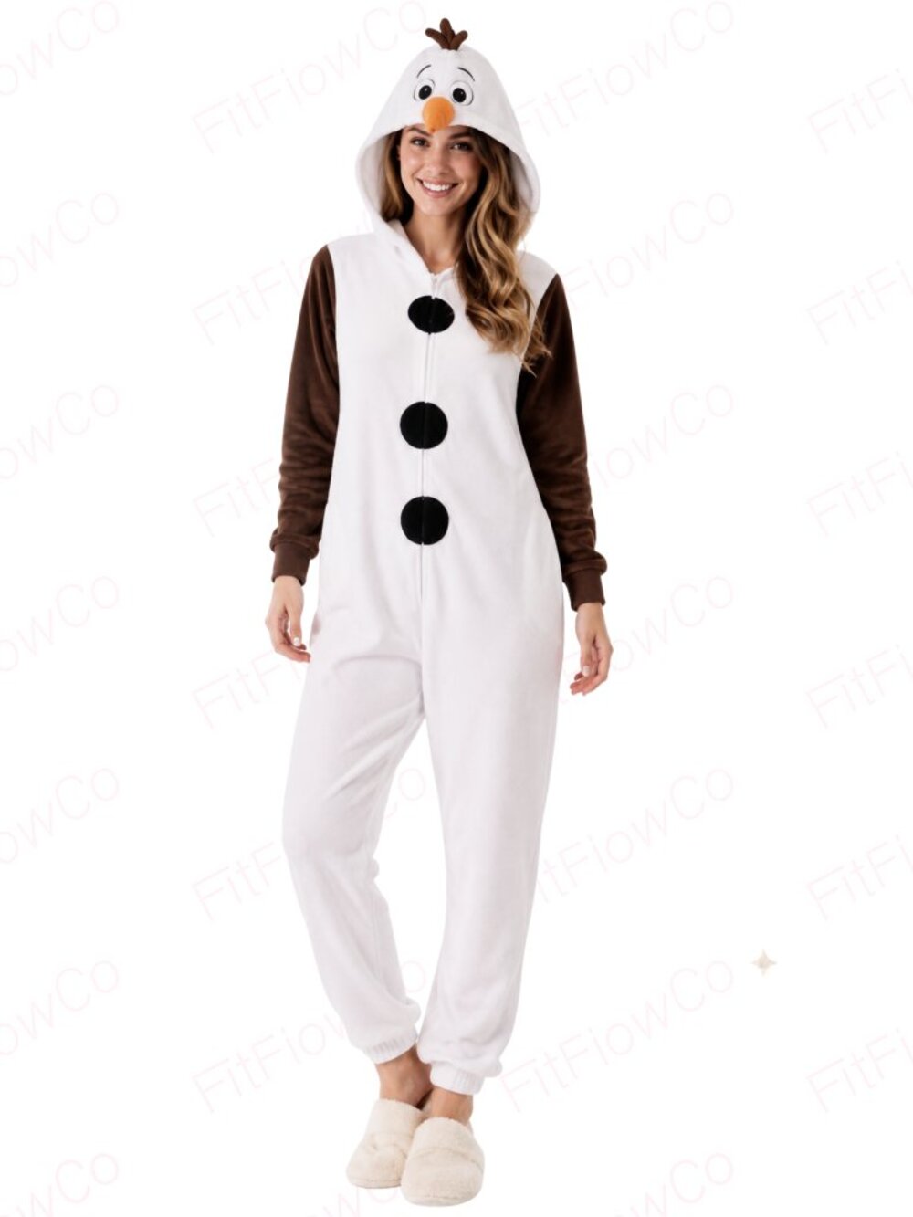 Disney Frozen Olaf Hooded One Piece Pajamas Women S Plush Fleece Sleeper